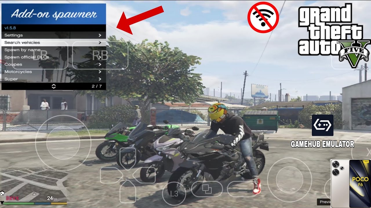 GTA 5 GAMEHUB EMULATOR V4.1.1 WITH MOD ADD-ON SPAWNER ANDROID FULL OFFLINE | POCO F6
