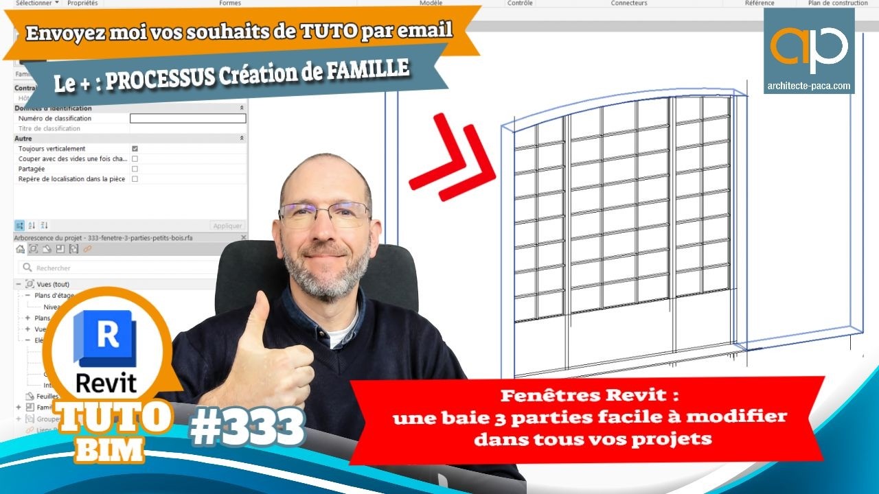 Fenêtres Revit : une baie 3 parties facile à modifier dans tous vos projets