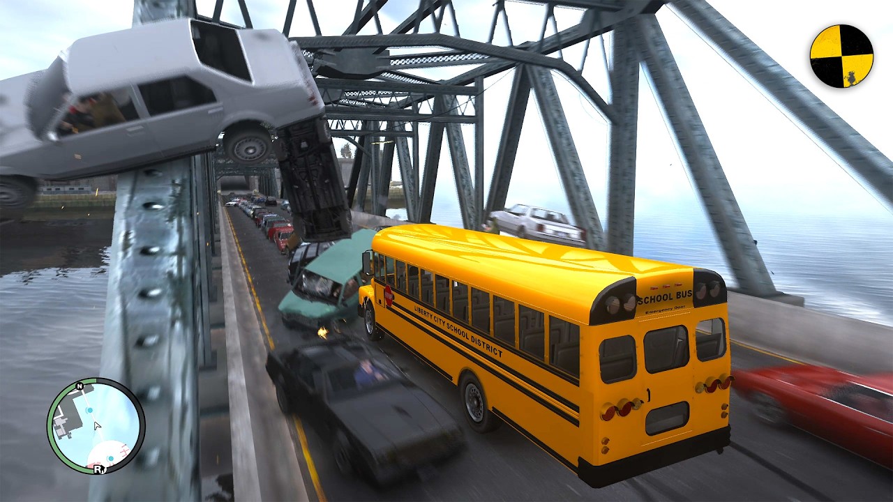 GTA 4 Crazy School Bus Crashes Ep.89