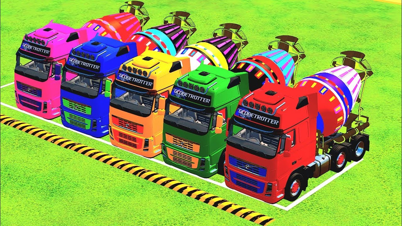 Transport of Colors! - ALL MIXER TRUCK, RED, GREEN, YELLOW, BLUE, AND PINK