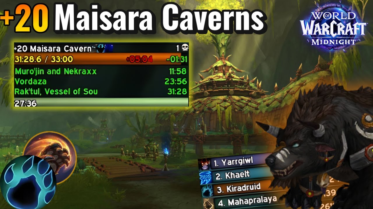 +20 Maisara Cavern, Midnight Beta Mythic+! | Guardian Druid PoV!