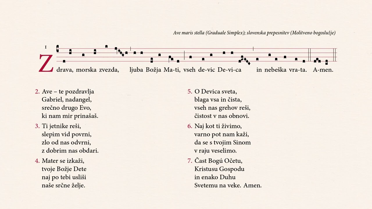 Ave maris stella / Zdrava, morska zvezda (Graduale Simplex; slovenska prepesnitev)
