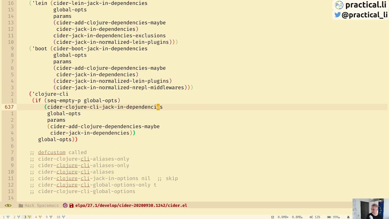 Hacking on Emacs Cider