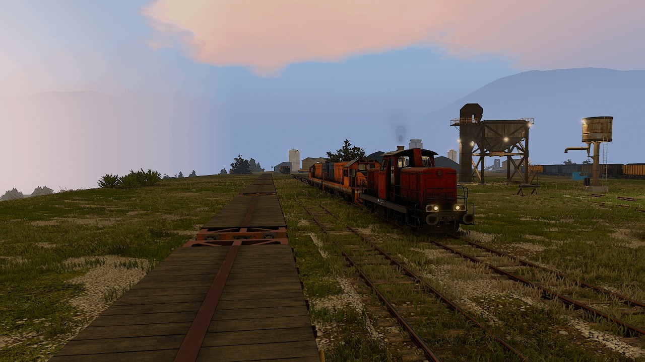 From Coal Mine to Factory 🚂🔥 | 3 Engines Pull Empty Flatbeds ⛰️ Sunrise Adventure | Derail Valley