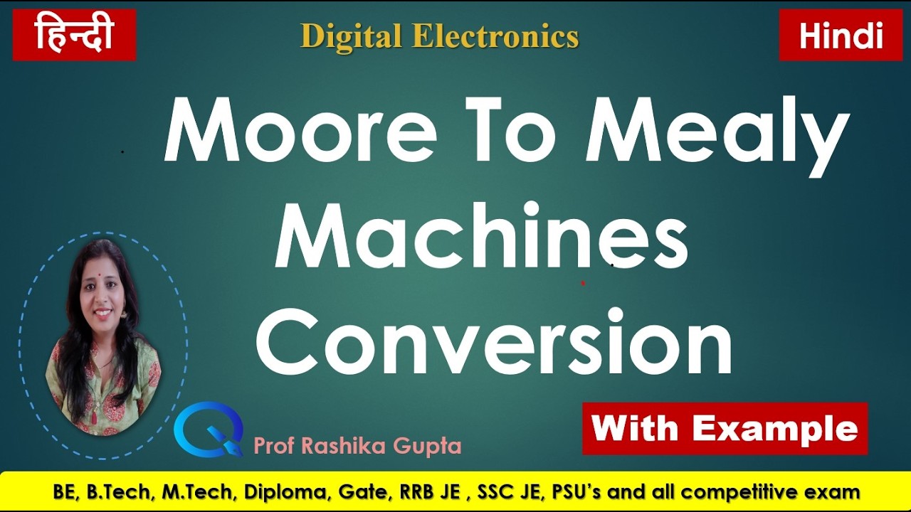Moore  to Mealy Machine Conversion (With Example) || Hindi.