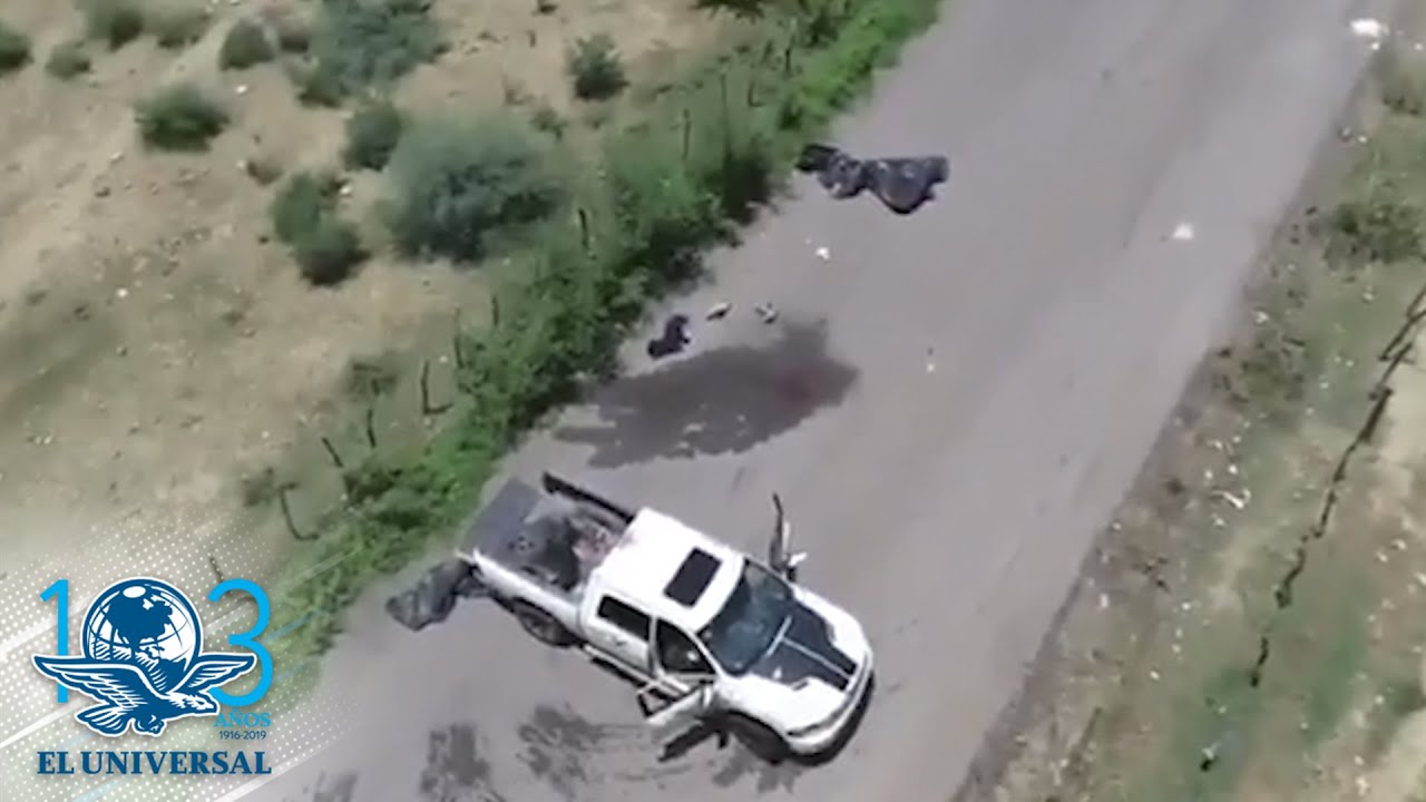 Captan desde el aire momentos despu&eacute;s del enfrentamiento en Tepalcatepec