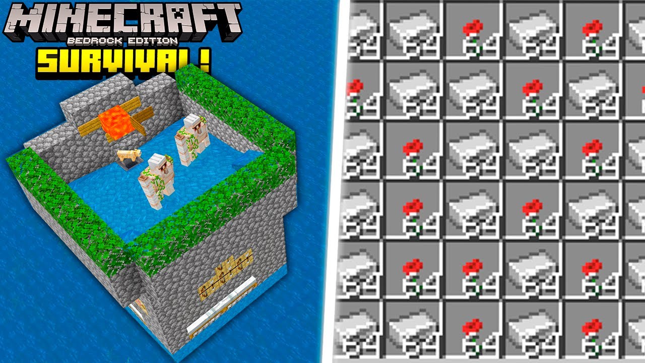 FARM de FERRO SIMPLES e COMPACTA no Minecraft Bedrock Survival! (#6)