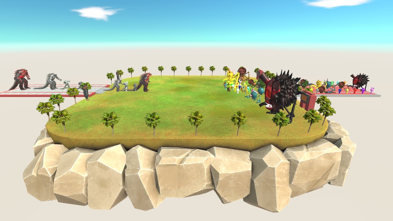 Team Mechagodzilla VS Team Sprunki Cursed Thomas Train Sonic Tapes in ARBS