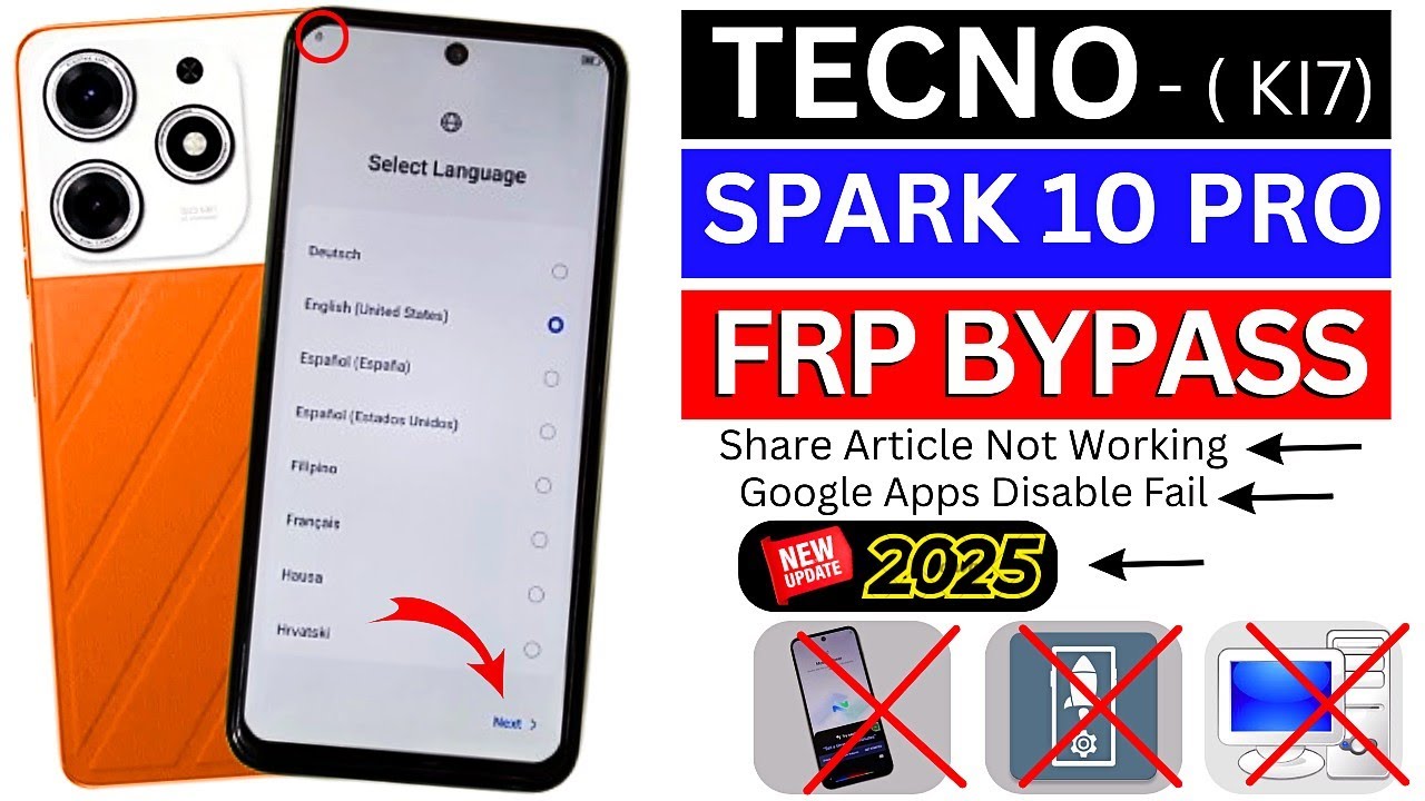 Tecno Spark 10 Pro (KL7) FRP Bypass Android 14 Without PC | Share Article Not Working | Easy Method