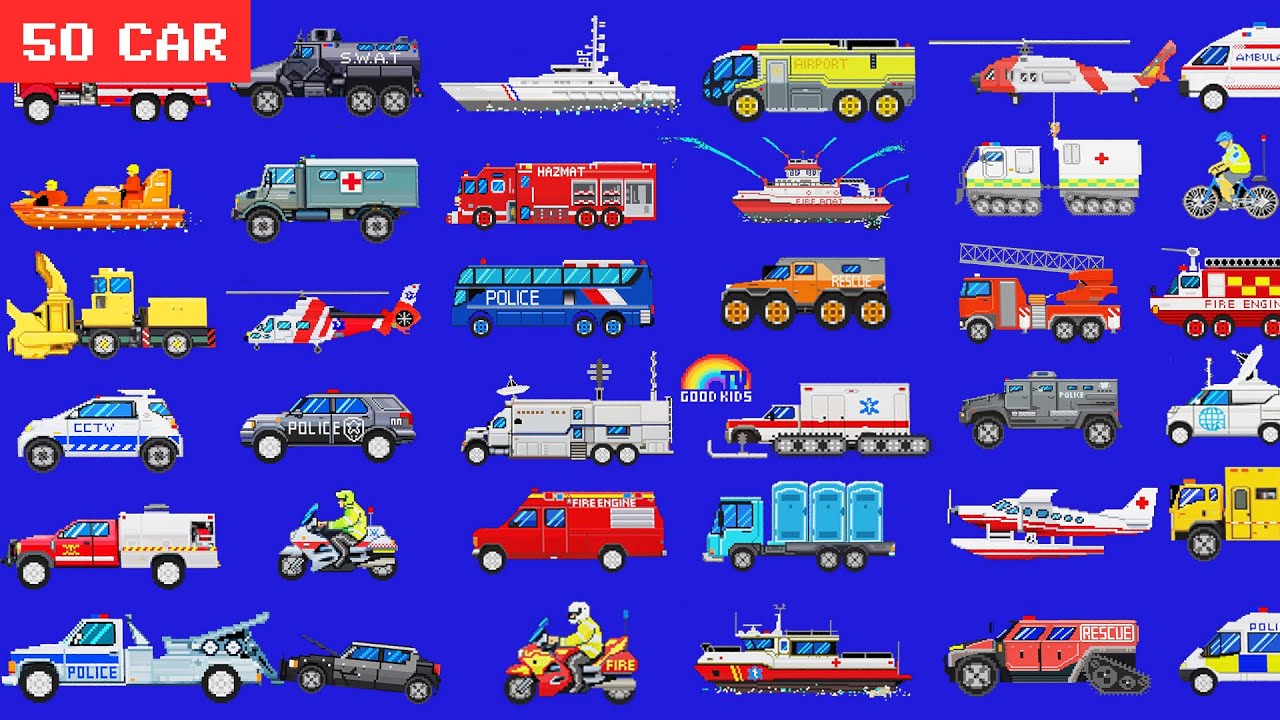 Emergency Vehicles Ultimate Collection  Fire Truck, Police Car, Ambulance ,Responding 50 Cars