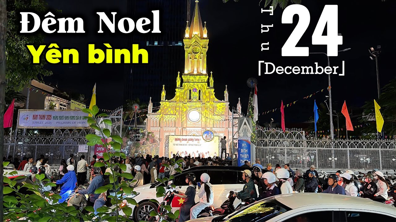 Đêm Noel quanh nhà thờ lớn nhất Đà Nẵng – đông nghịt nhưng rất yên bình