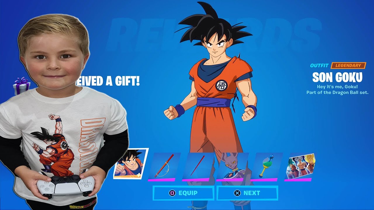 ПОДАРЮ моему 7-летнему ребёнку скин Dragon Ball СОН ГОКУ и НОВУЮ эмоцию Fortnite. Открываю скин С...