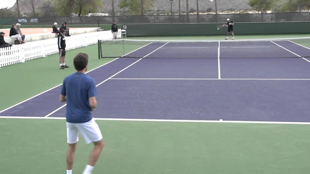 Gilles Simon Forehand and Backhand from Back Perspective - BNP Paribas 2013