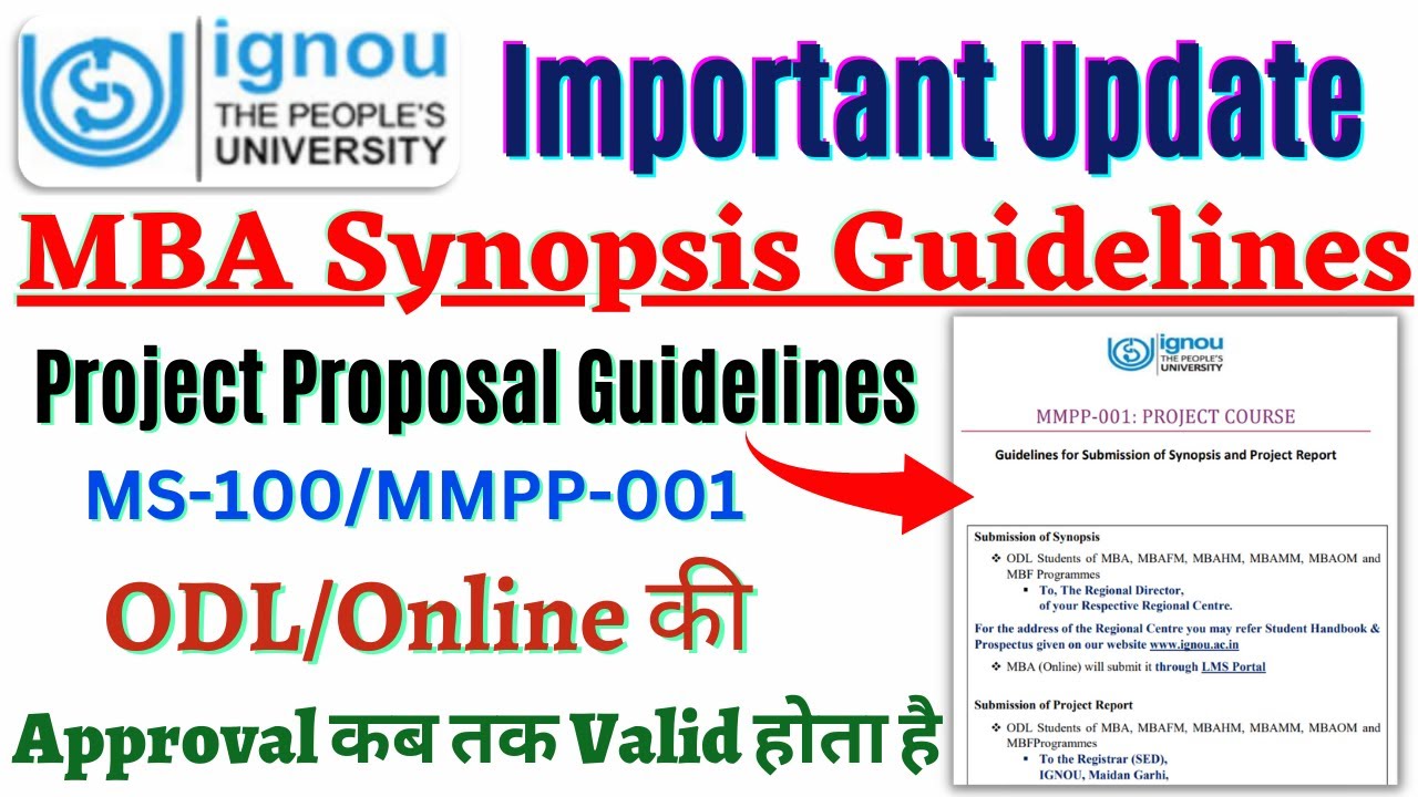IGNOU MBA Project Synopsis Guidelines (MMPP-001/MS-100) || IGNOU MBA (ODL/Online) Project Proposal