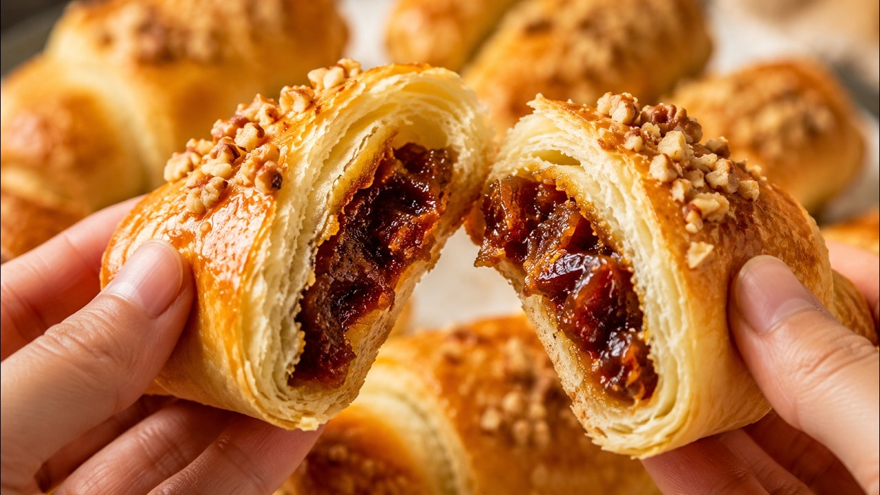 Soft Date-Filled Pastry Rolls 🍯 Easy & Delicious Homemade Recipe