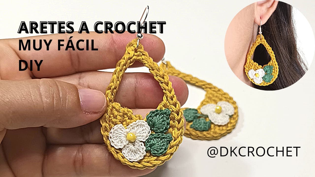 Como hacer ARETES a CROCHET colgantes en forma de canastas fácil paso a paso, DIY 2022