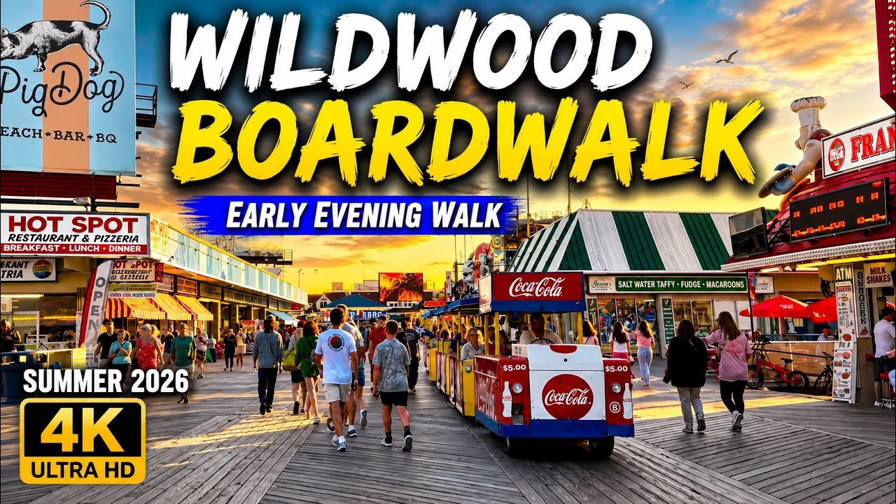 Wildwood Boardwalk Early Evening Walk | Summer 2026 in 4K | Boardwalk Ambience