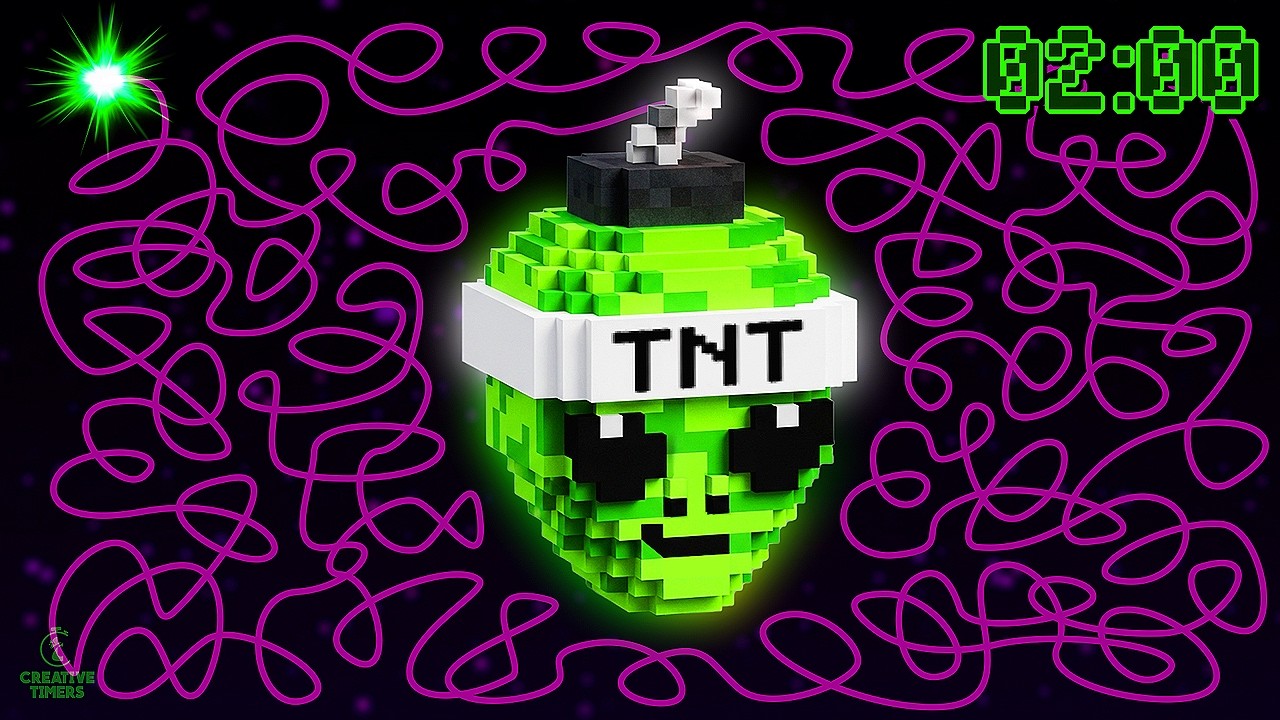 2-МИНУТНЫЙ Таймер - MINECRAFT ТНТ ИНОПЛАНЕТНАЯ БОМБА 👽​🧨 Обратный отсчет для класса с музыкой