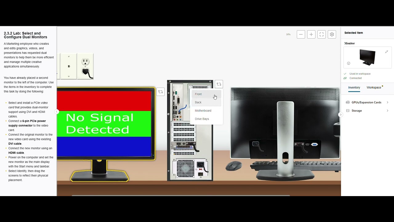 CompTIA A+ 2.3.2 - Dual Monitor Setup Lab (No Talking/Silent WalkThrough)