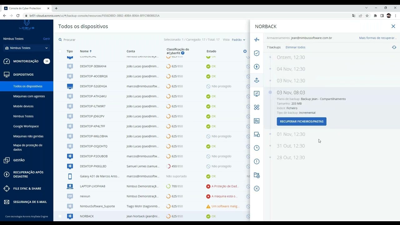 Restauração Completa - Acronis.