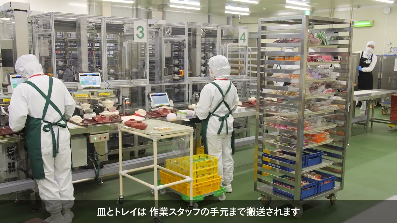 パナソニックコネクトと第一食品 病院給食のトレイメイク自動化システム（パナソニックコネクト提供）