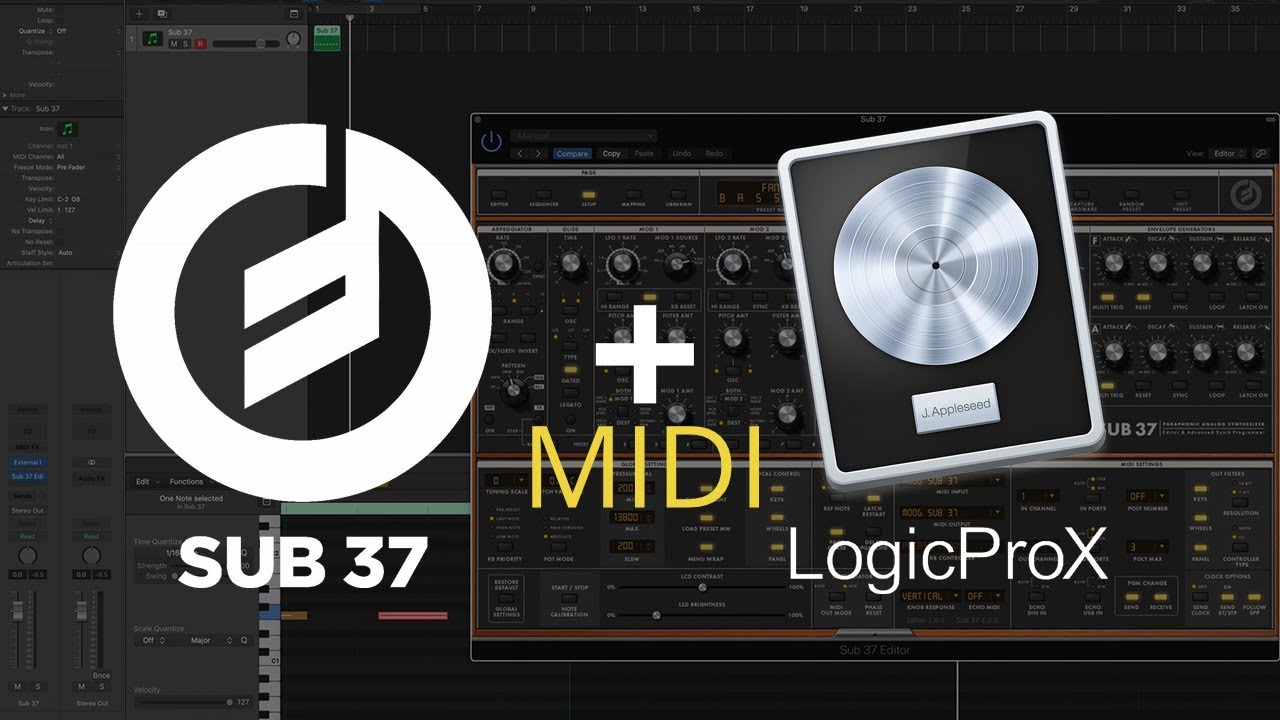 Setting Up The Moog Sub 37 In Logic Pro X Using MIDI Cables
