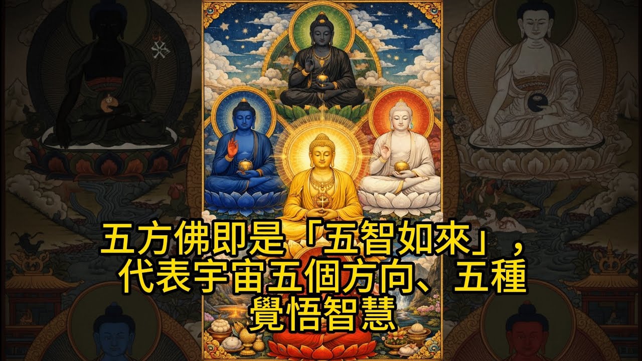一口氣看完五方佛代表的宇宙五個方向和五種覺悟智慧 | 看完能將貪嗔癡與無明煩惱轉化成智慧、慈悲和成就