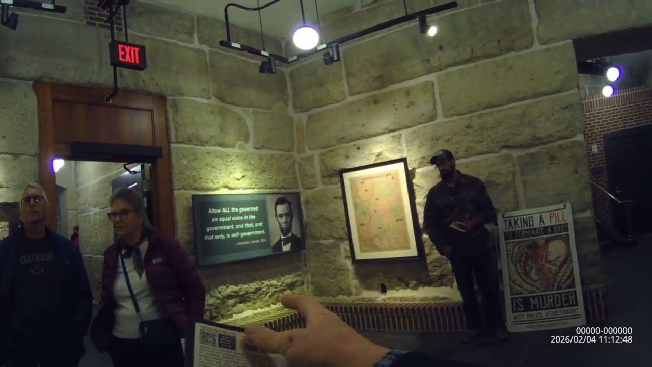 Tour guide talks about past abolitionists while opposing modern day abolitionists