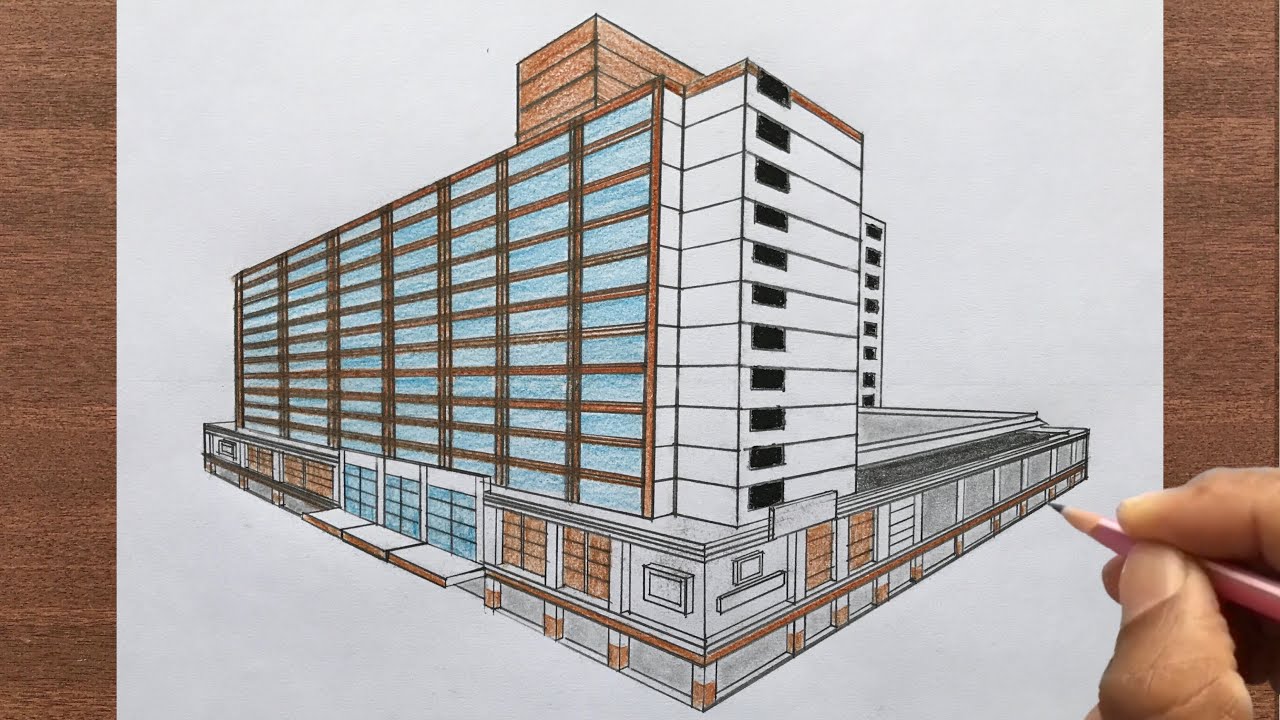 How to Draw a Hotel in 2-Point Perspective Step by Step
