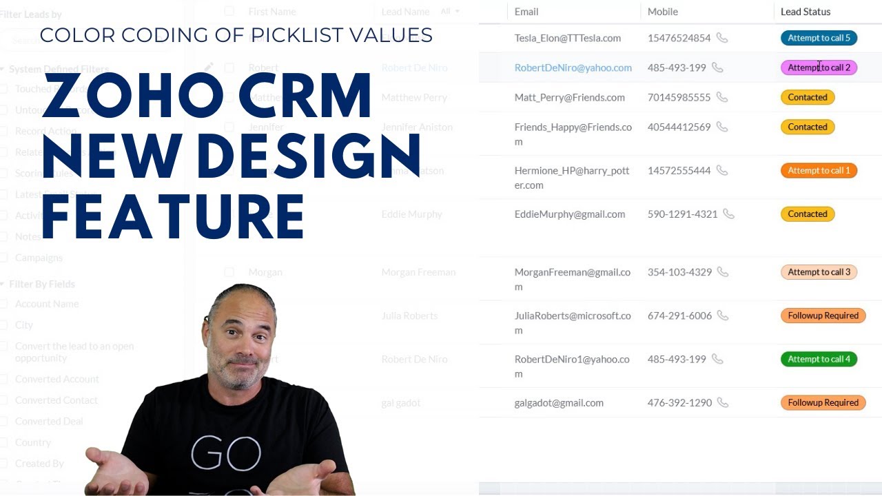 New Zoho CRM Design Feature - Color Coding of Picklist Values