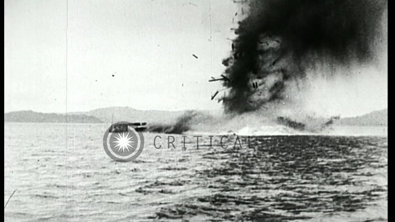 Obsolete target ship torpedoed and completely destroyed in test, United States. HD Stock Footage