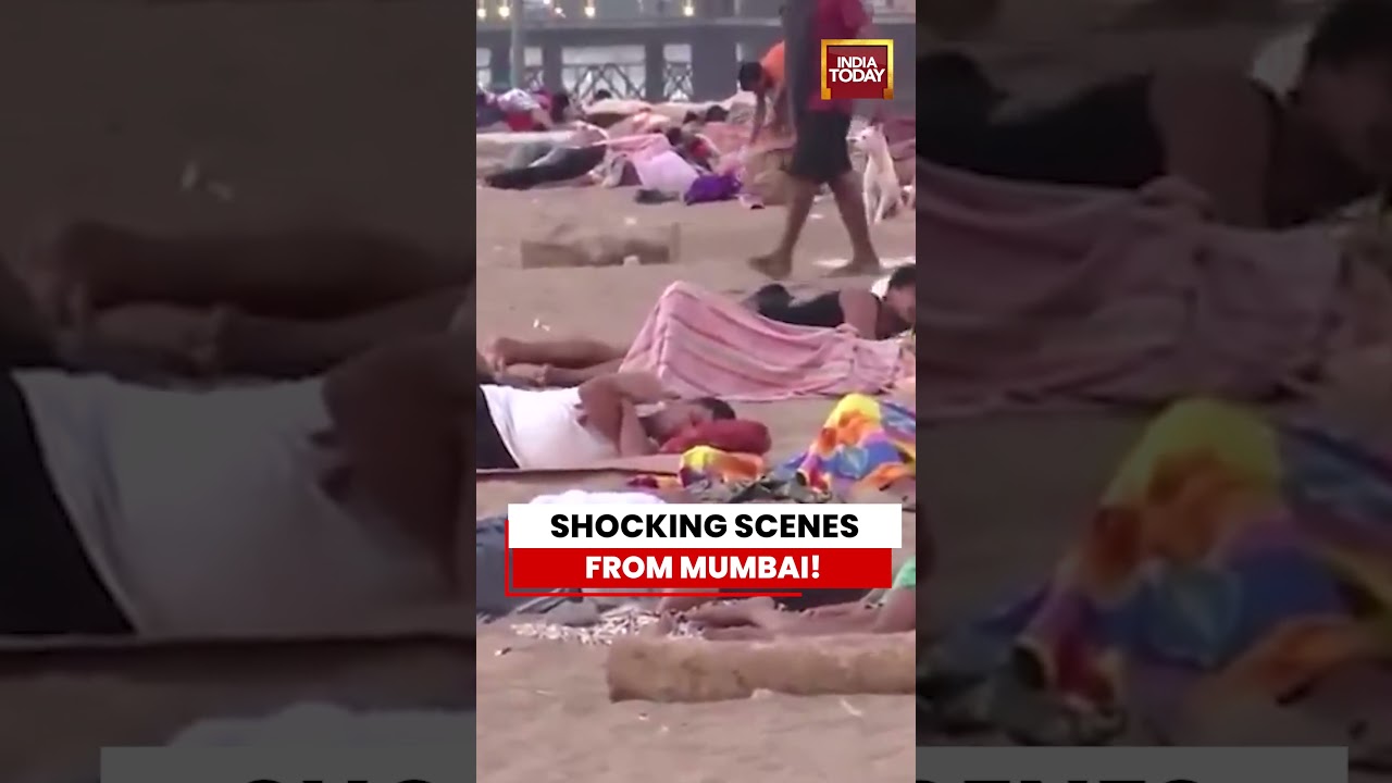 Shocking Scenes from Mumbai! People Sleeping at Versova Beach #mumbai #heatwave #beach