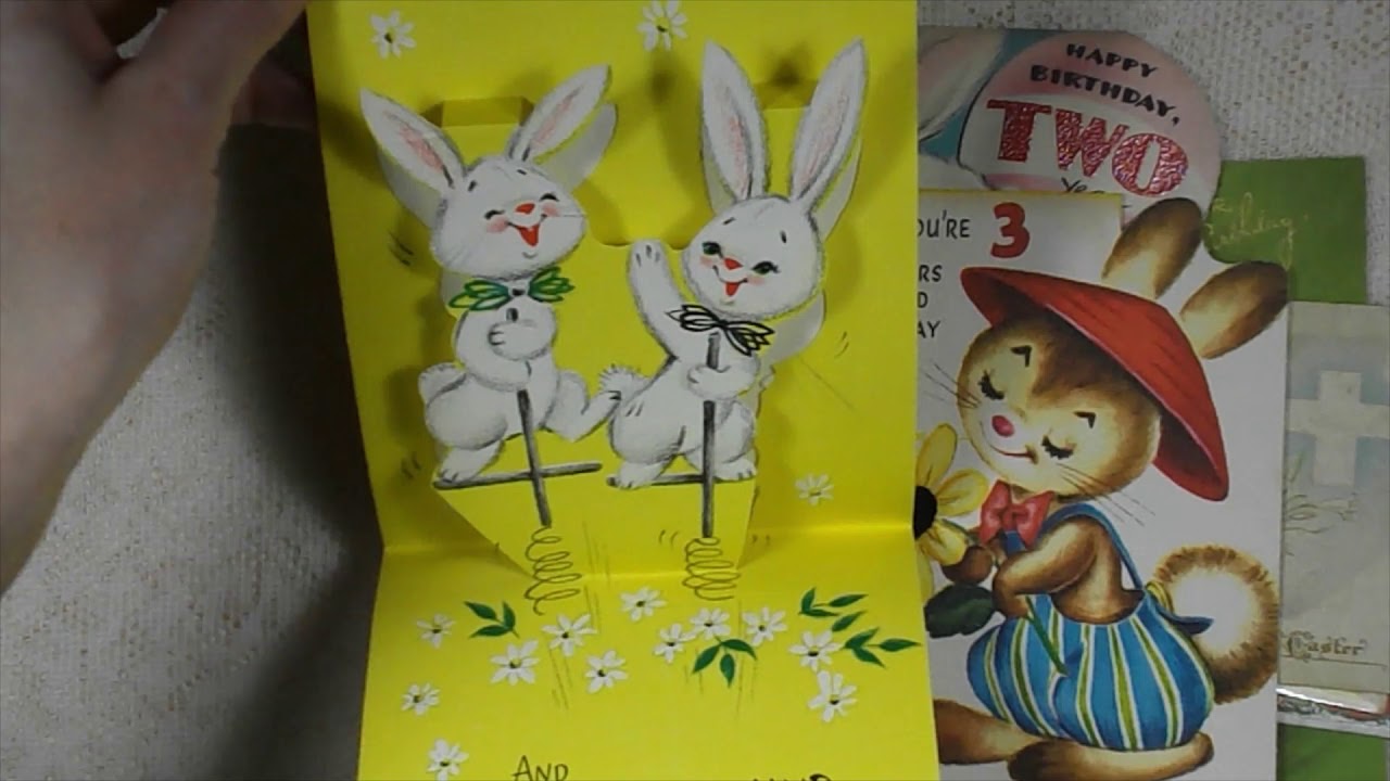 BUNNIES*EASTER*SPRING*Vintage Greeting Card Collection 2*1950s-60s*Estate Sale/Flea Market Finds*