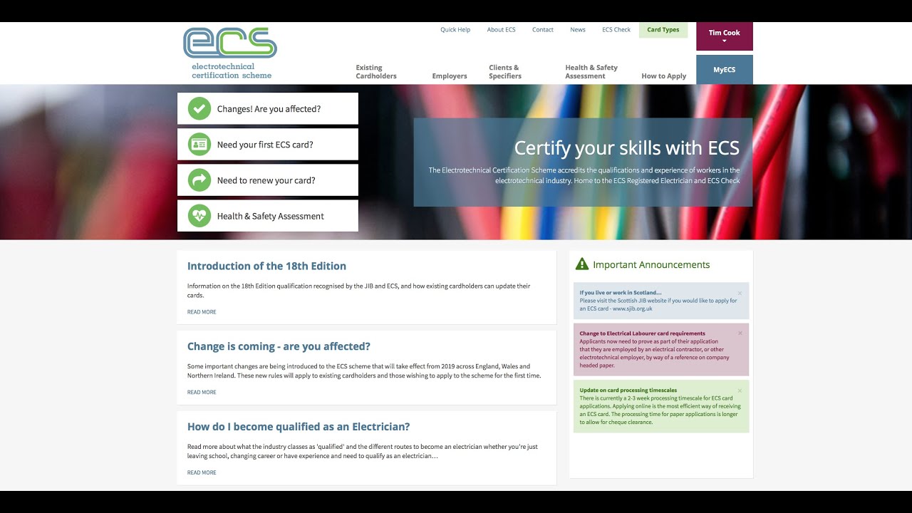 How to use the ECS Website to get the Electrical Labourer or Site Support Card!