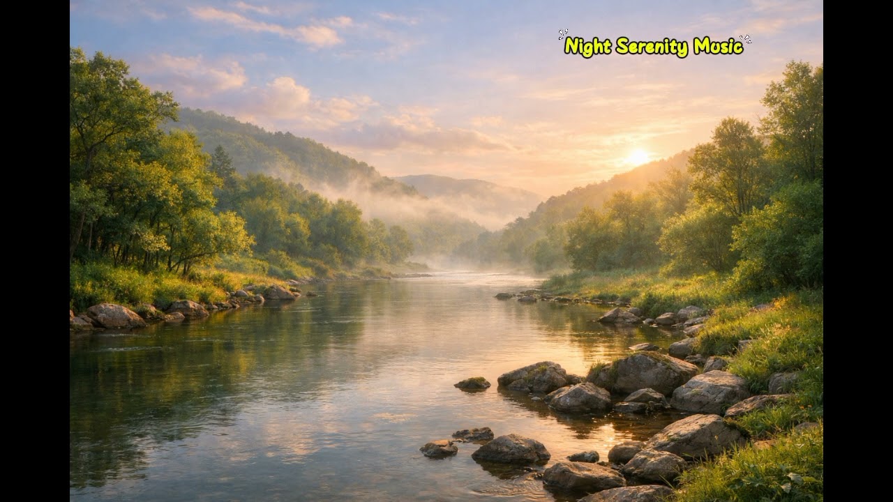 Soothing River Flow in Green Hills | Deep Relaxation & Calm Mind