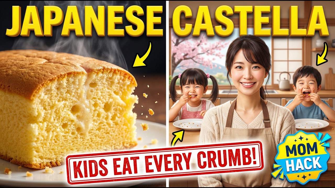 🍰JAPANESE CASTELLA CAKE Recipe - Kids Eat EVERY Crumb! | Easy Mom Hack (Only 3 Ingredients!) #cake