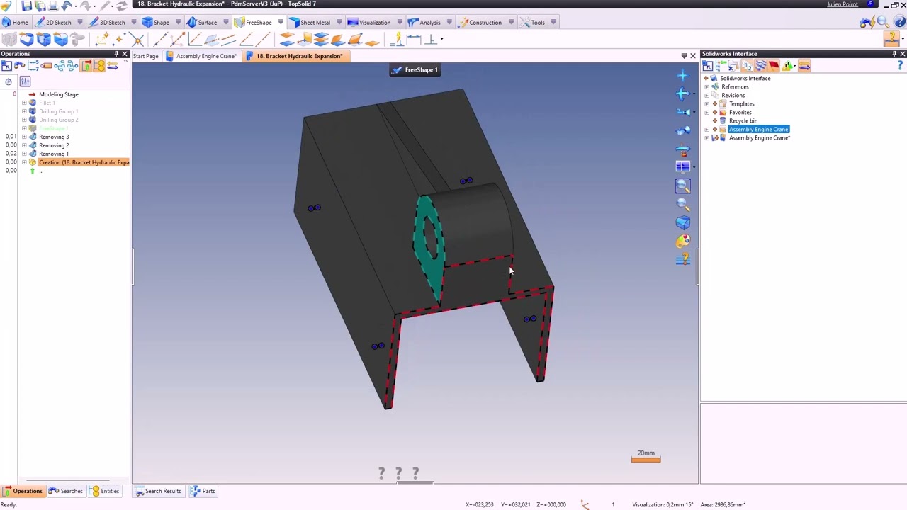Récupération et traitement projet Solidworks® dans TopSolid