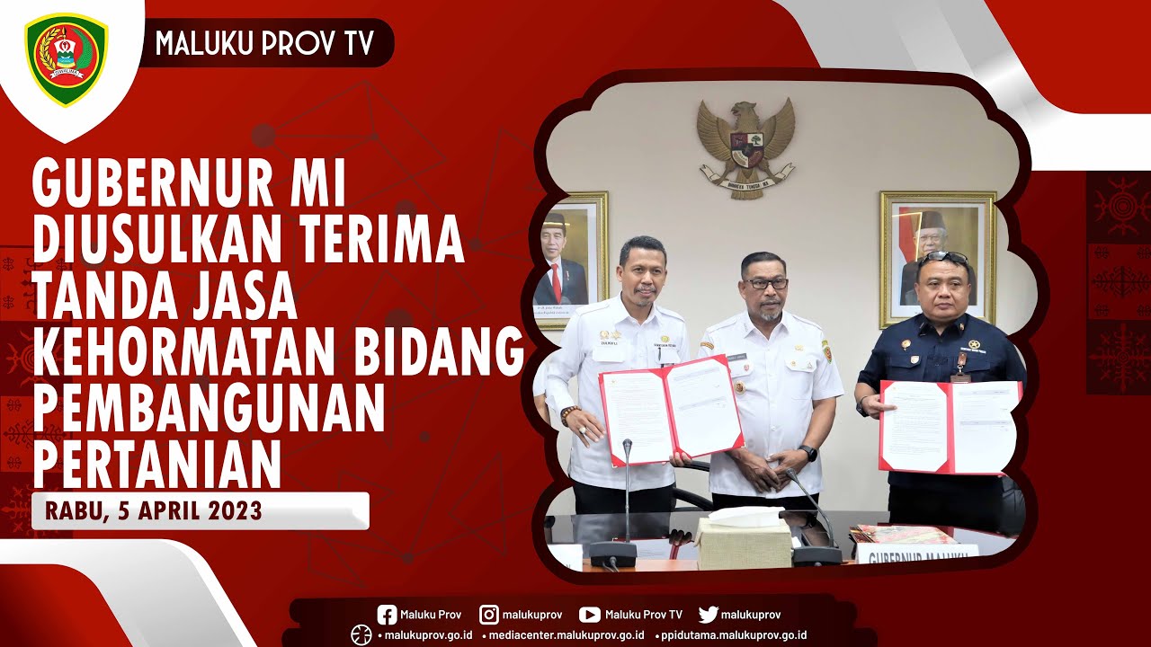 GUBERNUR MI DIUSULKAN TERIMA TANDA JASA KEHORMATAN BIDANG PEMBANGUNAN PERTANIAN
