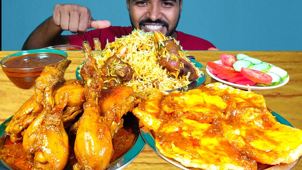 Eating Mutton Biryani with Chicken Curry | Sunny Side up Egg & Salad Mukbang
