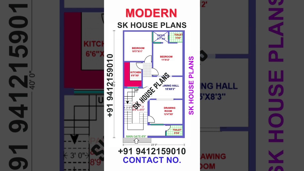 920 sqft House Design / 23 X 40 House Map / 102 gaj House Plan (S NO 2008)