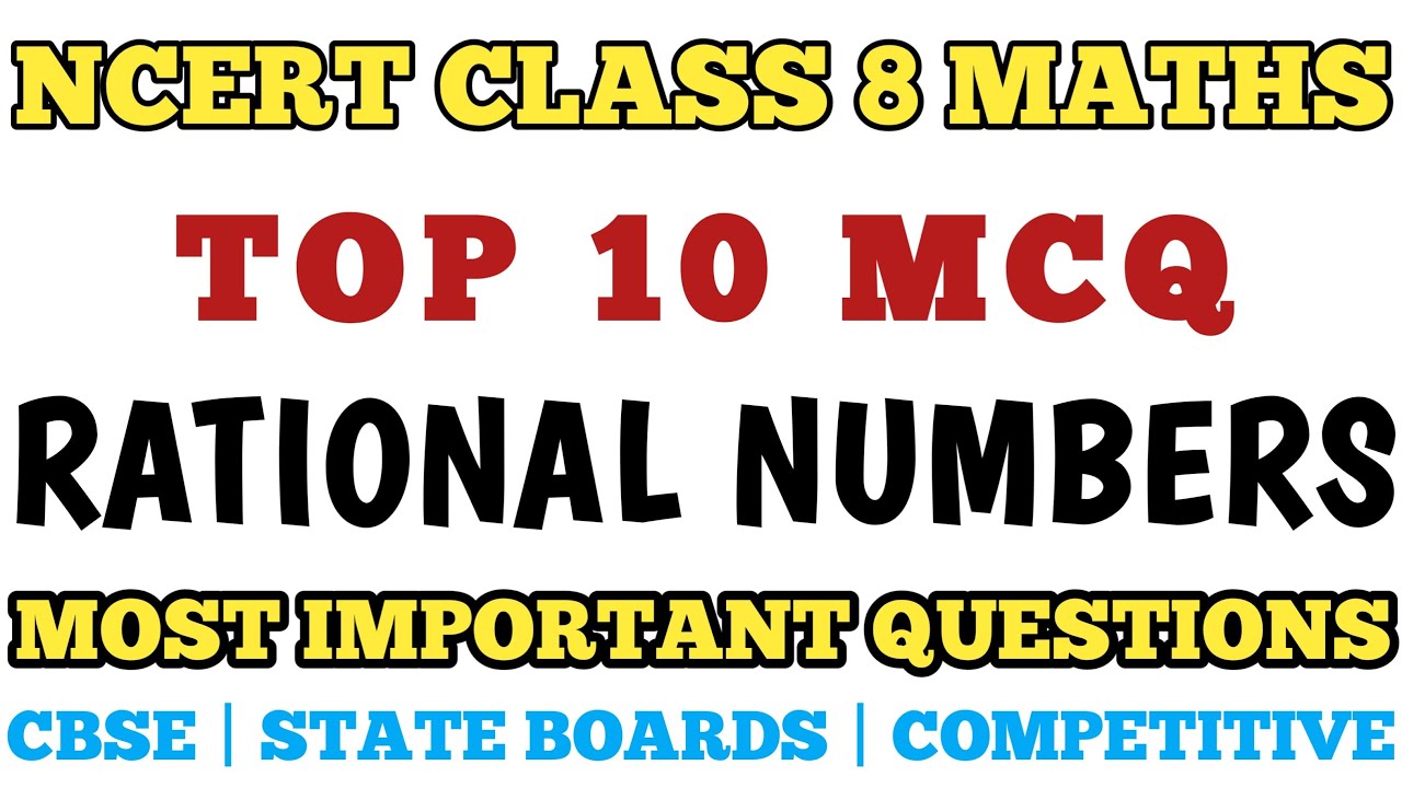 Best Mcq Class 8 Rational Numbers Full Chapter || Important Questions MCQ / Class 8 Maths @mcqncert