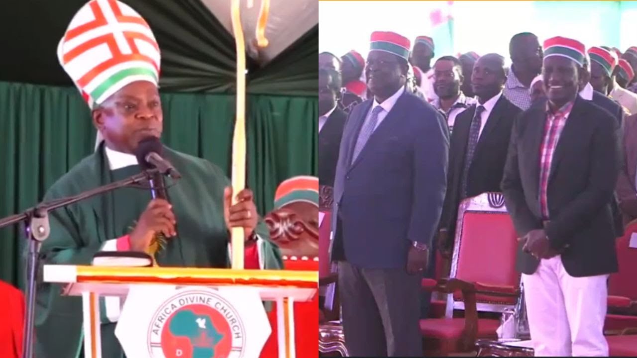 President Ruto Forced Listen to A Sermon at African Divine Church After Kindiki's Swearing-in!