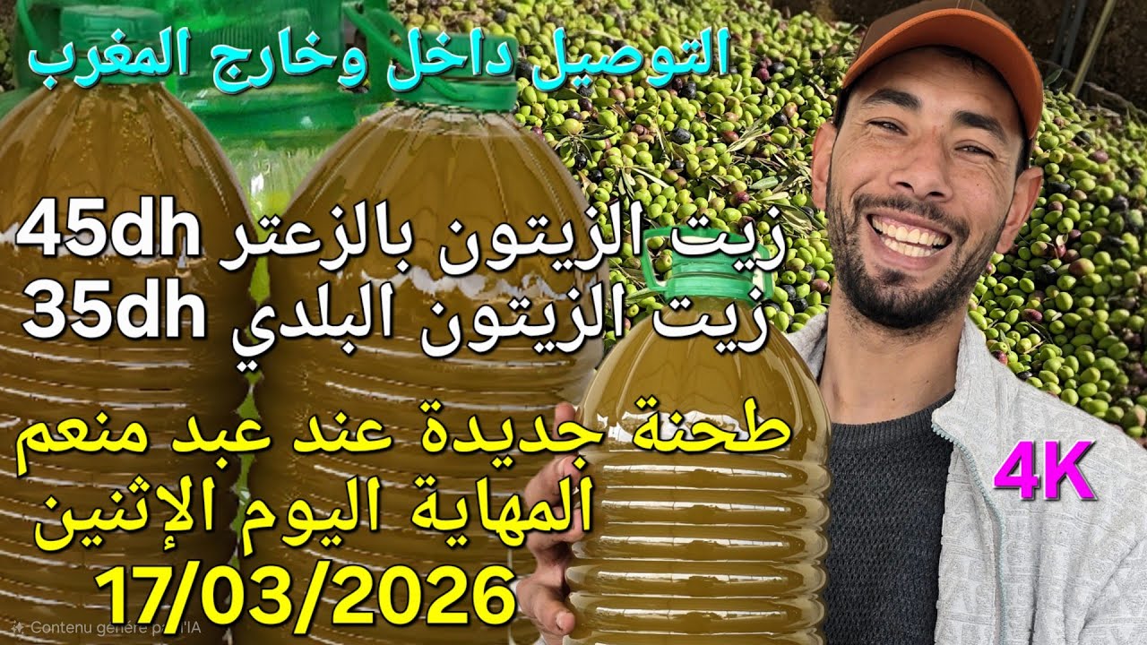 زيت الزيتون البكر الممتاز اليوم الإثنين 17 مارس 2026