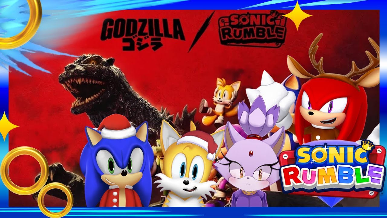 Sonic, Shadow, Knuckles & Blaze Vs. Godzilla!? Sonic Rumble X Godzilla!?