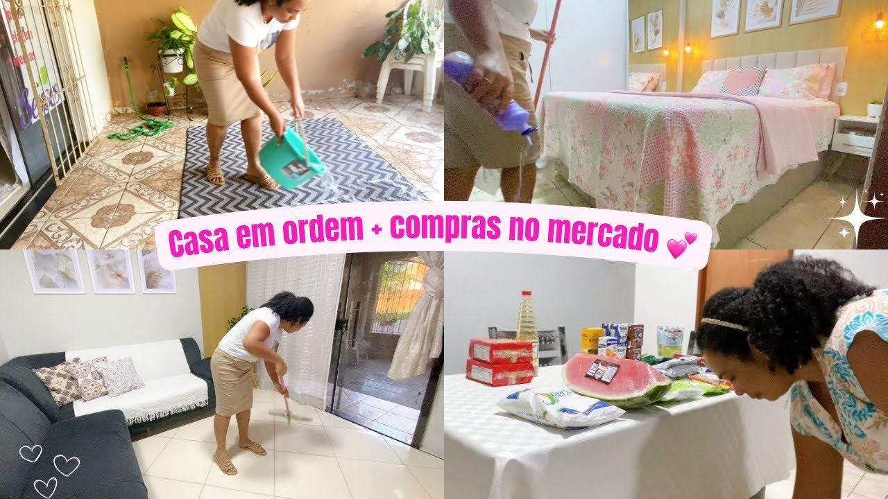 💕Limpei e coloquei a casa em ordem | tapetes limpinhos, compras no mercado 🏡🥰
