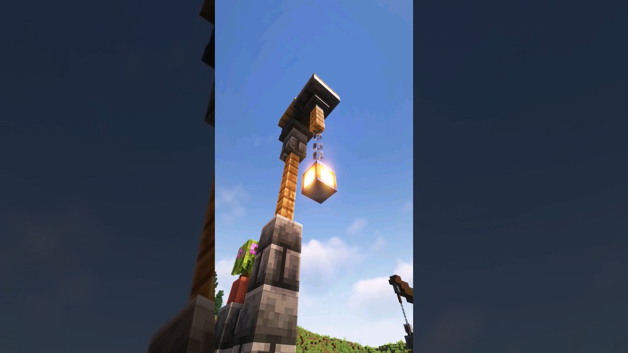 Minecraft: Simple Lantern Post Design #shorts #youtubeshorts