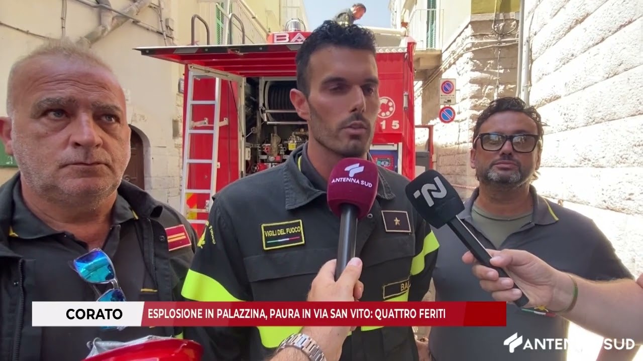1 AGOSTO 2025 - CORATO, ESPLOSIONE IN PALAZZINA: PAURA IN VIA SAN VITO QUATTRO FERITI