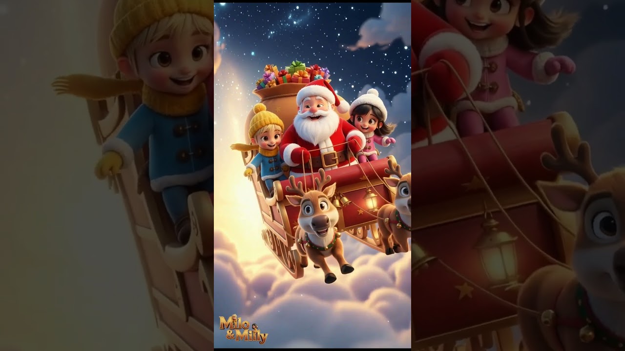 Santa’s Sleigh Ride 🎅  | Milo & Milly Fly with Santa | Kids Songs | Children's Nursery Rhyme | Short