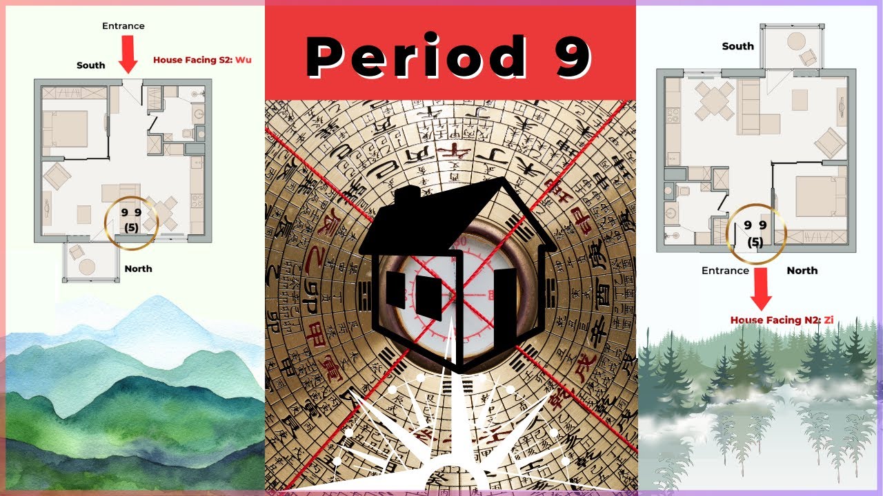 2 types of Period 9 Flying Star Feng Shui charts - double star 9 in the front or back of the house