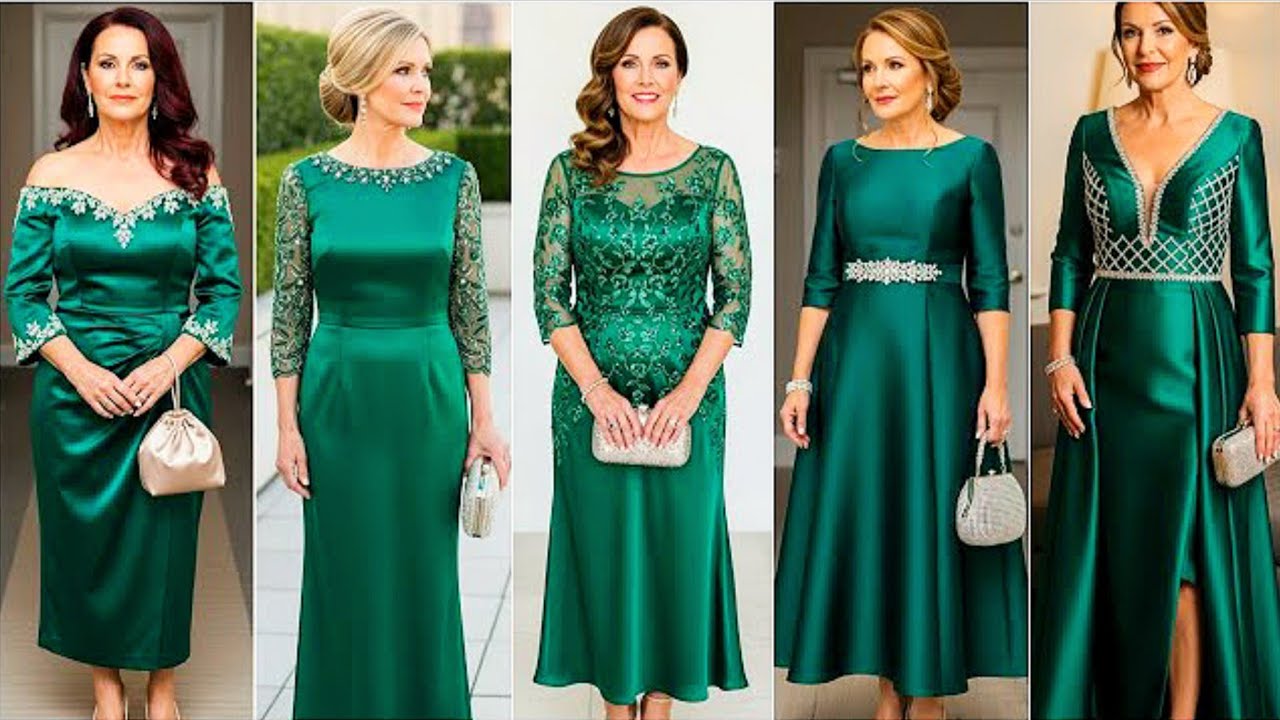 130 Satin Emerald Green Dresses for Mother of the Bride - Satin Dark Green Wedding Dress Styles 2025
